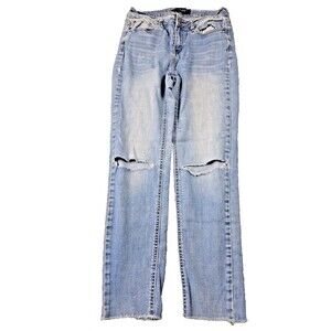 Wax Jean Juniors Skinny Jeans Size 7/25 Light Wash Distressed Stretch